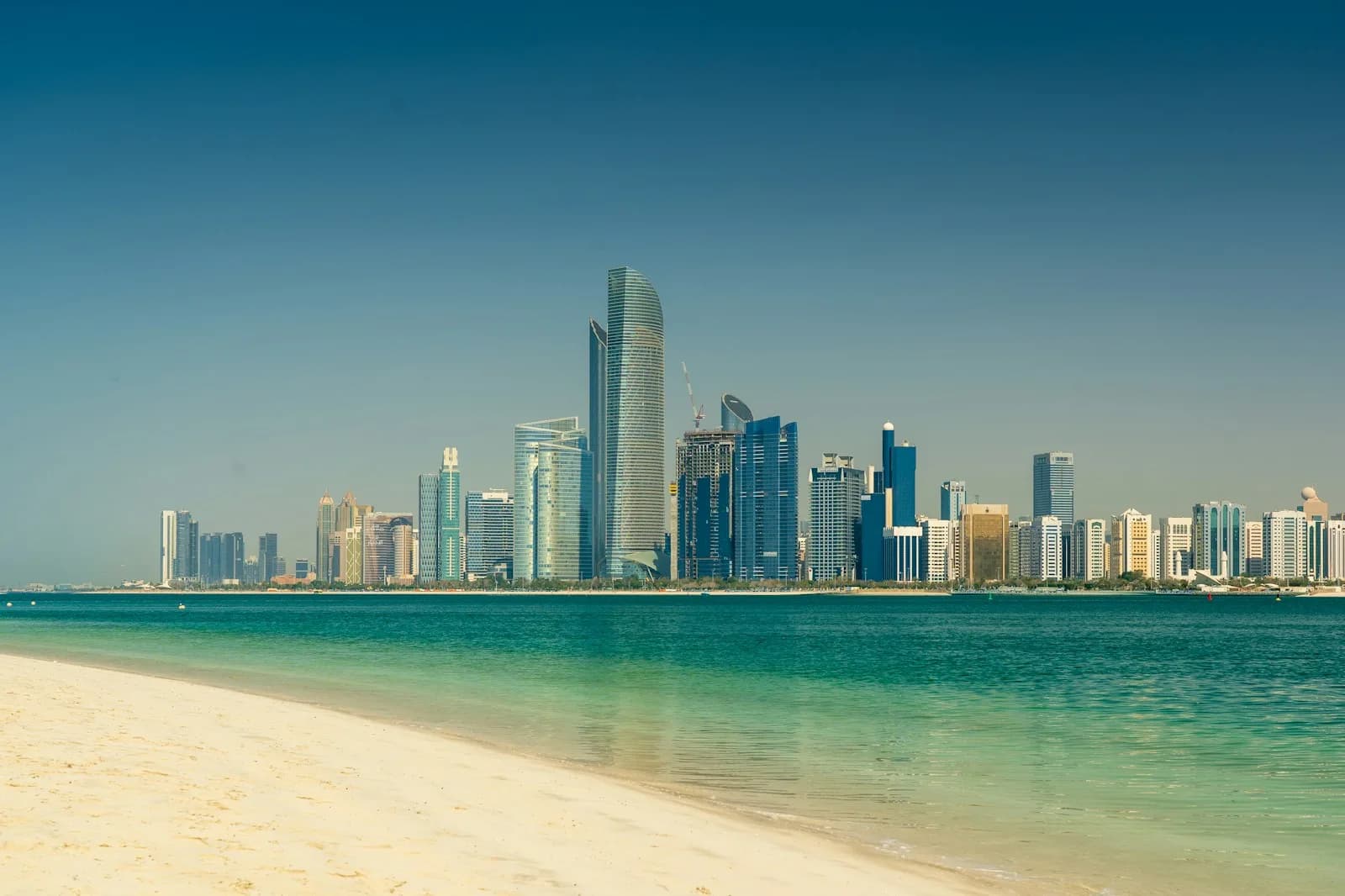 Abu Dhabi Corniche skyline at twilight