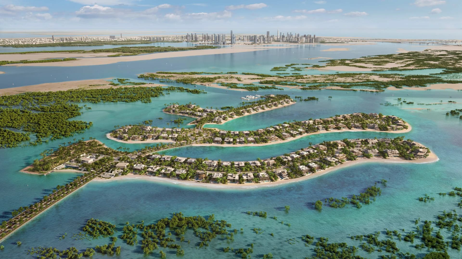 Jubail Island mangrove waterfront villas between Yas and Saadiyat Island, Abu Dhabi